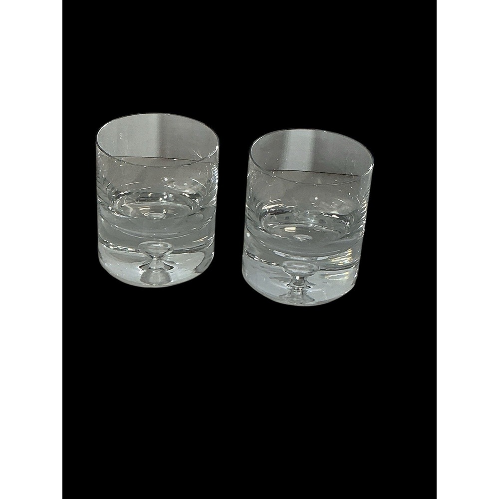 Crate & Barrel Krosno Poland Double Old Fashioned Bubble Whiskey Glass Set Of 2